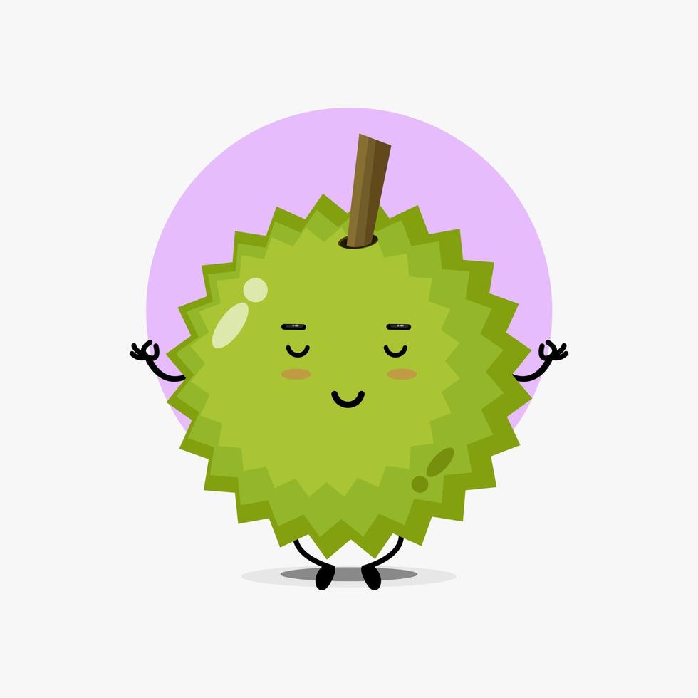 Cute durian character meditating in yoga pose vector