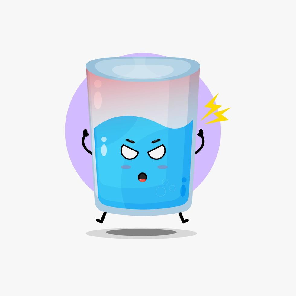 lindo personaje de vaso de agua está enojado vector