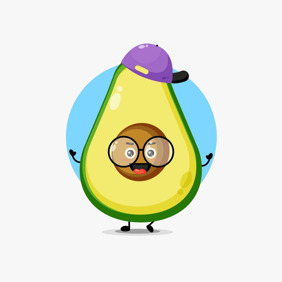 lindo personaje de aguacate con sombrero vector