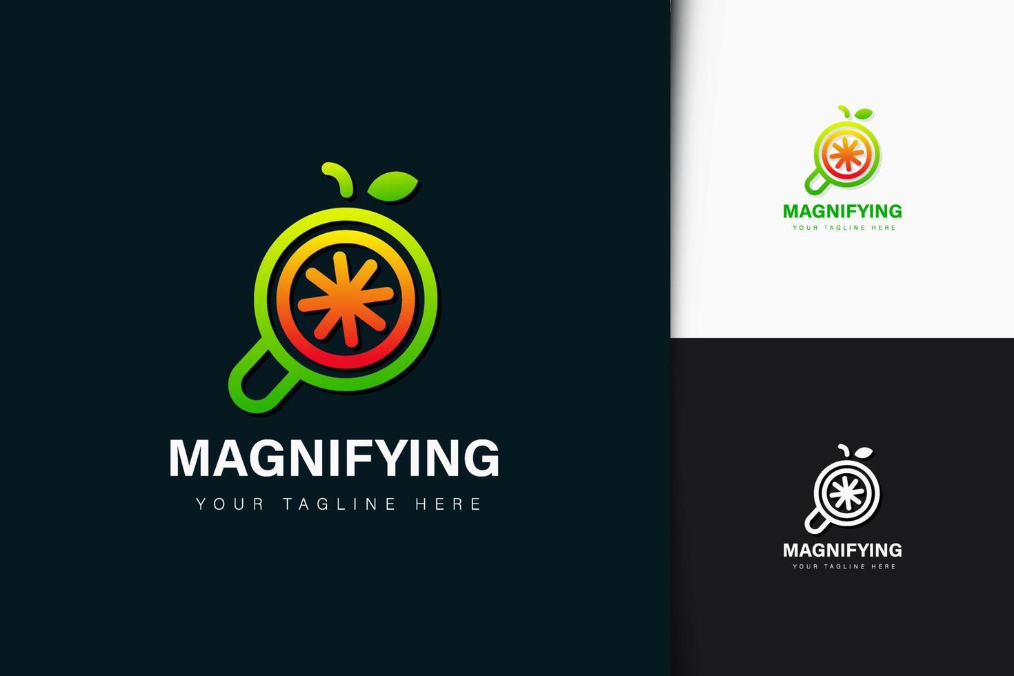 Mignifying fruit logo design with gradient vector