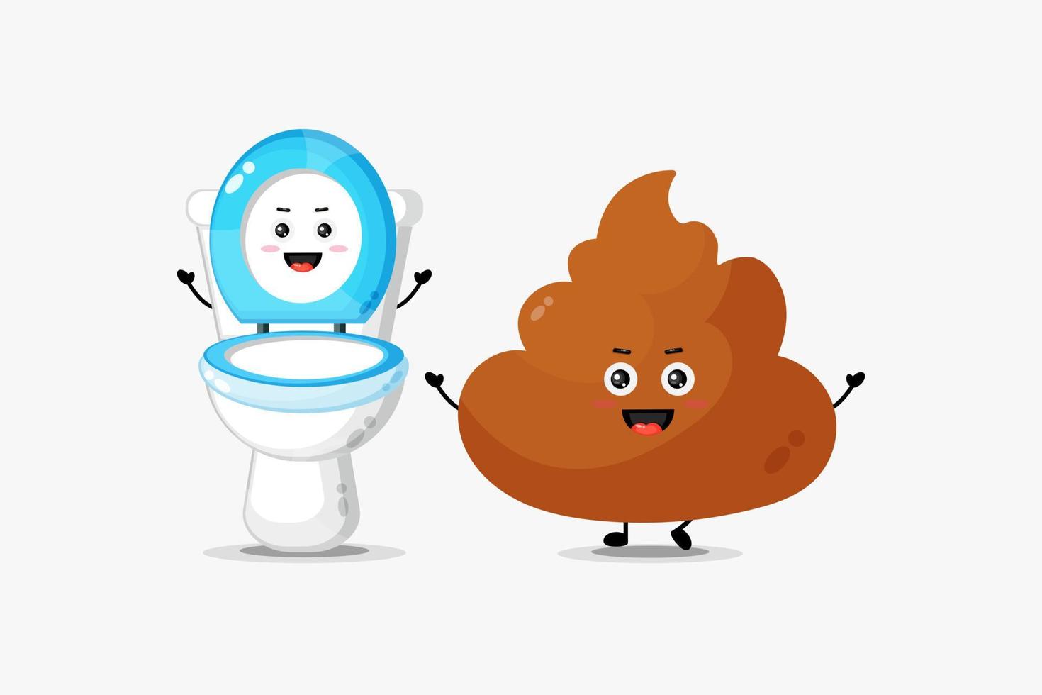 Cute toilet and poop characters are having fun vector