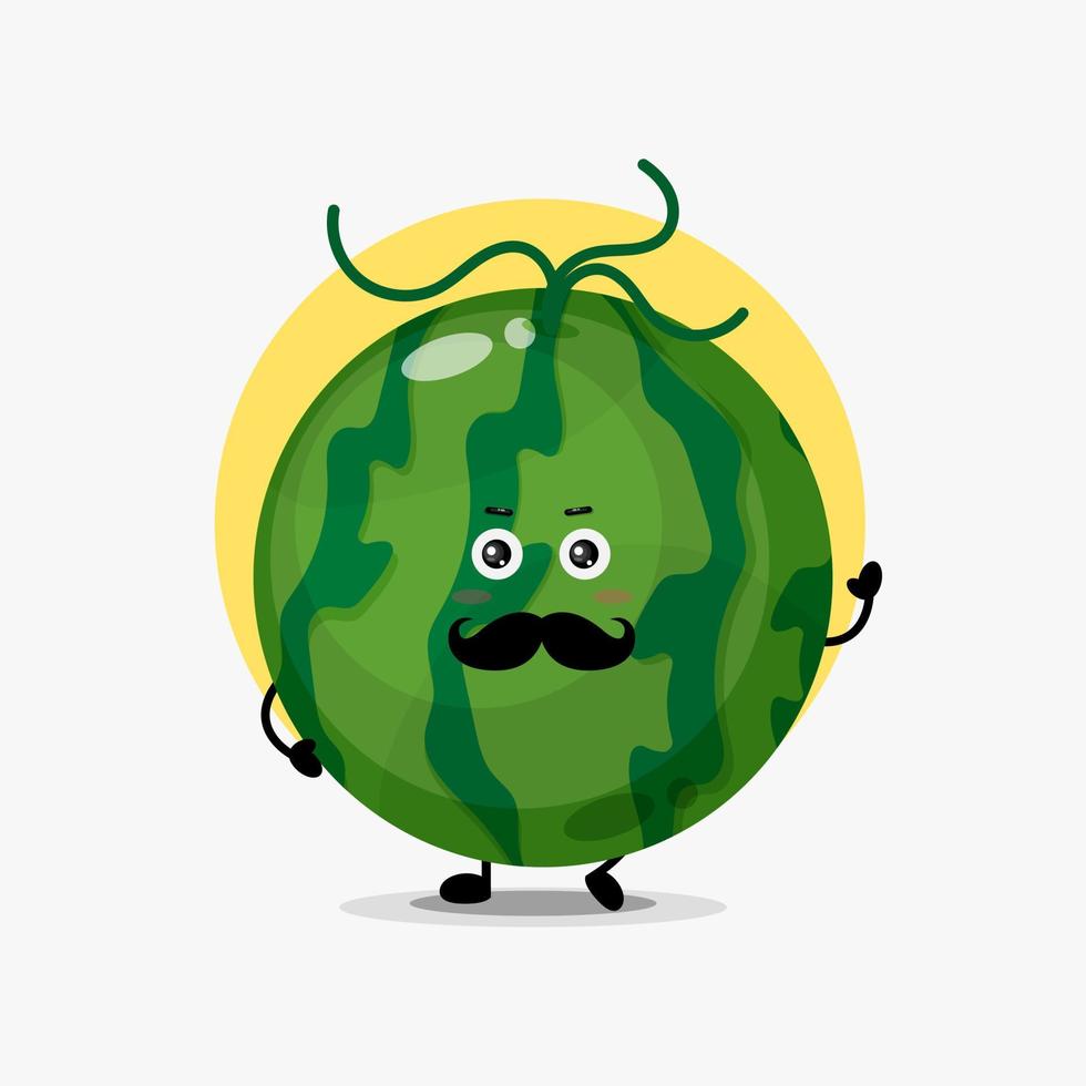 lindo personaje de sandía con bigote vector