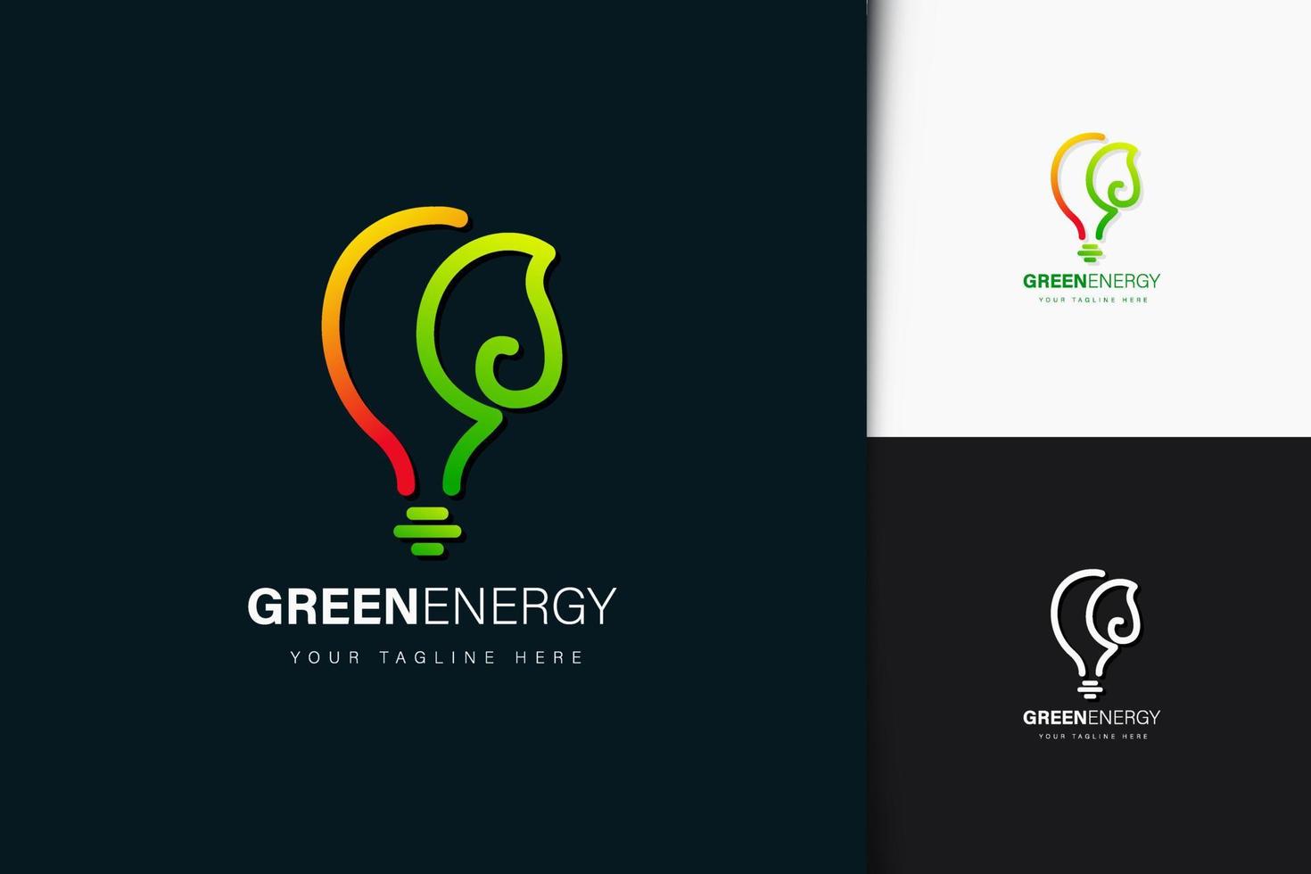 Green energy logo design with gradient vector