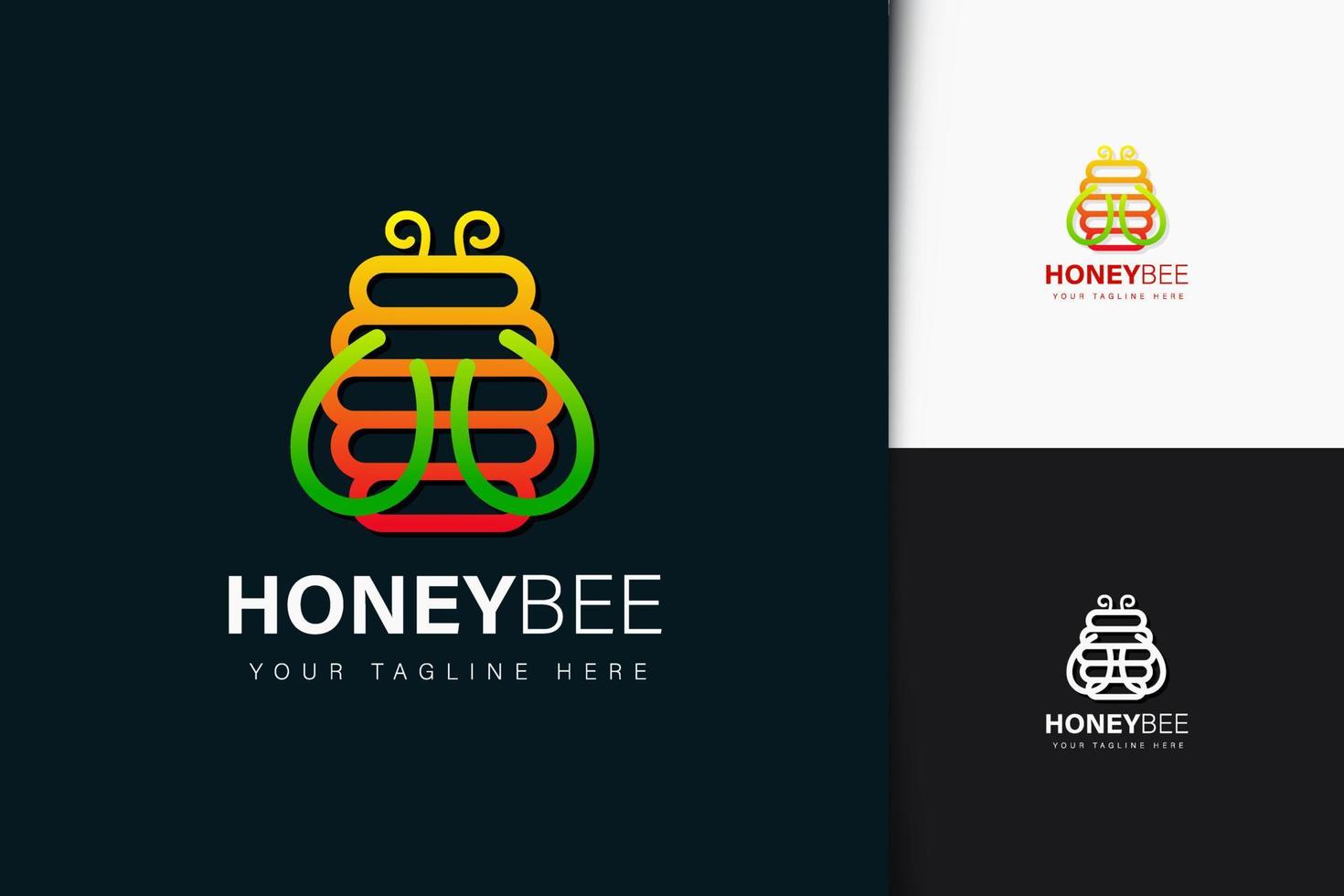 Honey bee logo design with gradient vector