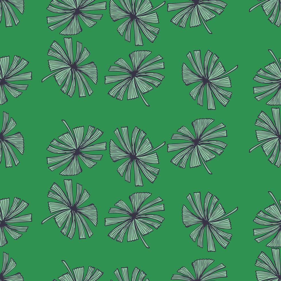 patrón sin costuras de hojas de palmera de abanico. follaje vintage de palmetto en estilo grabado. vector