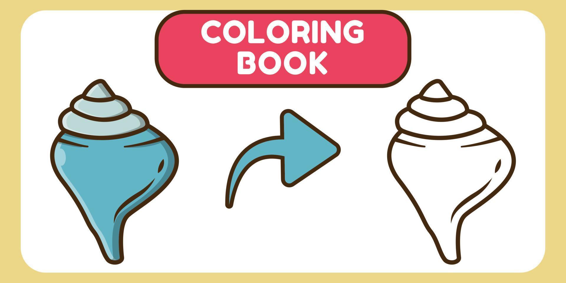 lindo libro de colorear de doodle de dibujos animados dibujados a mano de concha para niños vector