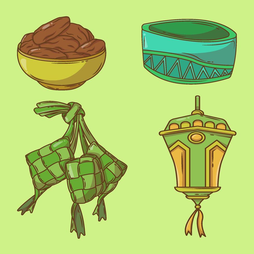 Set of hand drawn ramadan item cartoon doodle vector