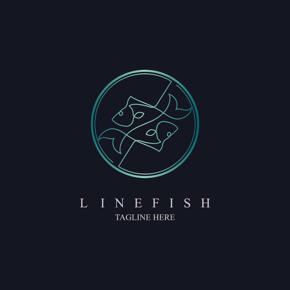 fish line style monogram logo design template for brand or company and other vector