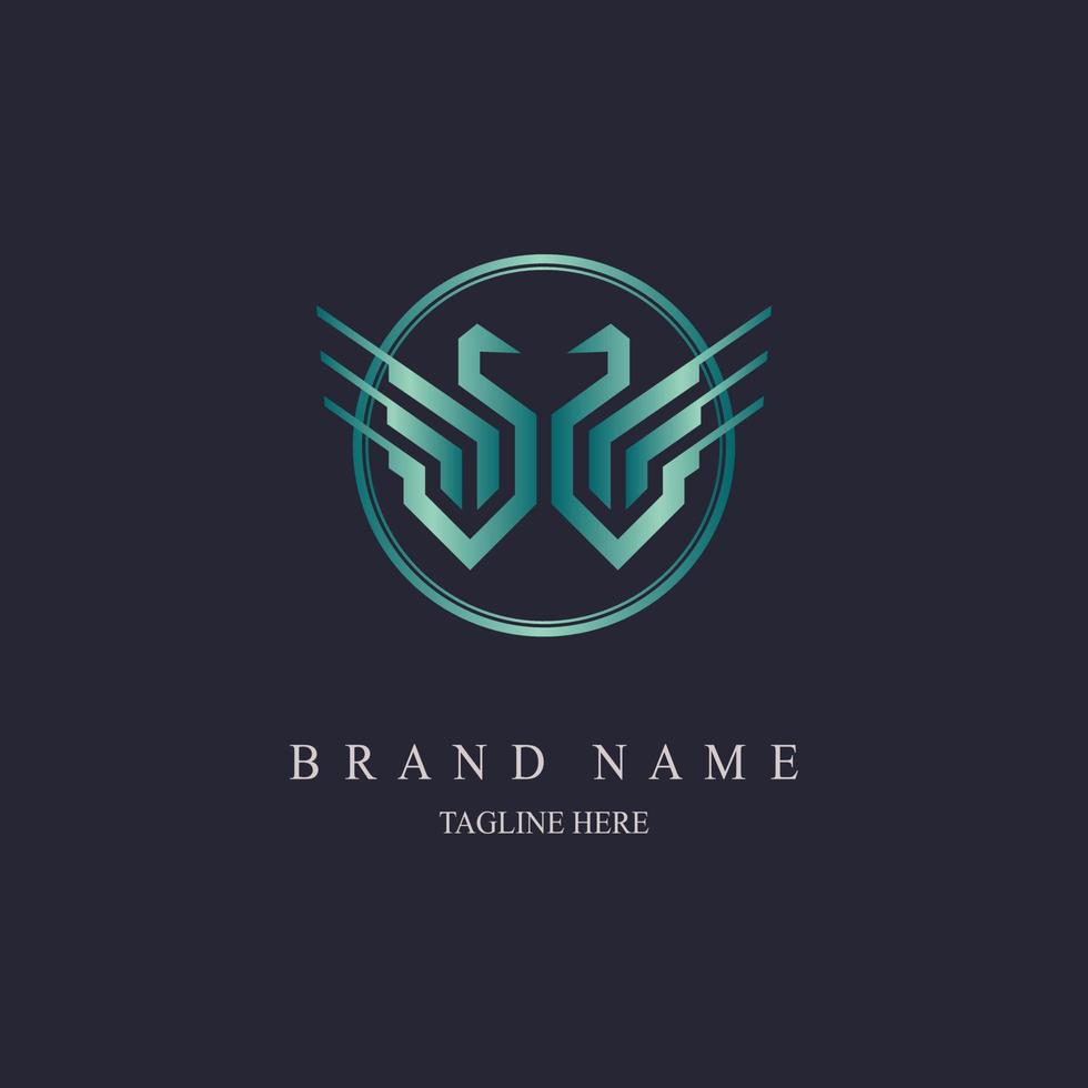 swan goose logo monogram template design vector for brand or company and other