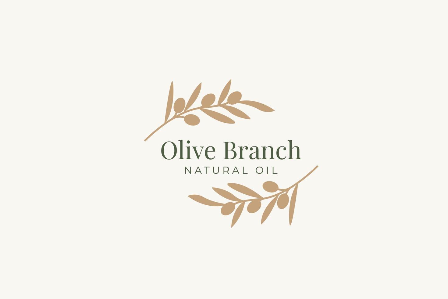 logotipo de rama de olivo y plantilla de vector de diseño de placa