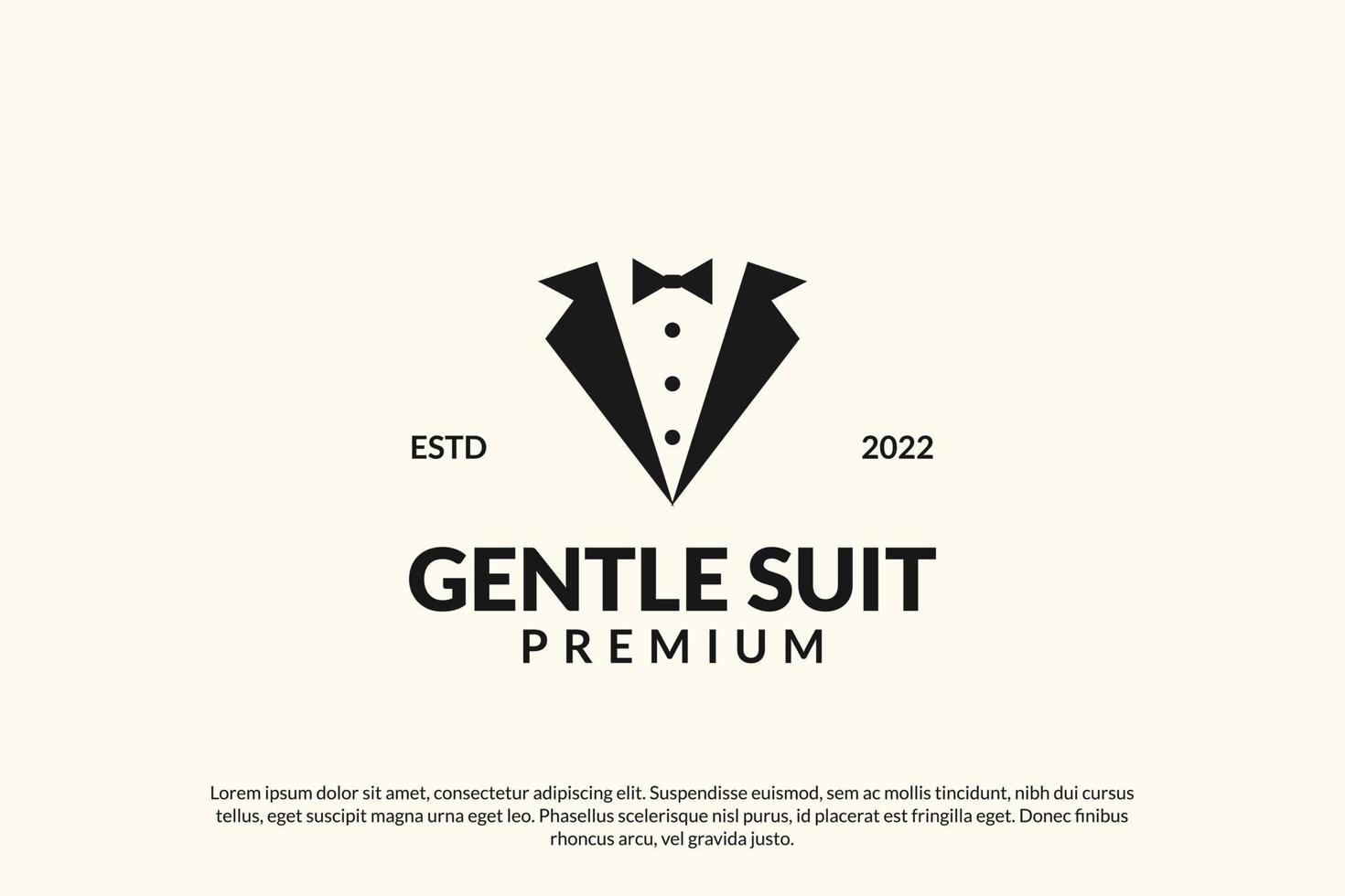 Tuxedo gentle suit logo design vector