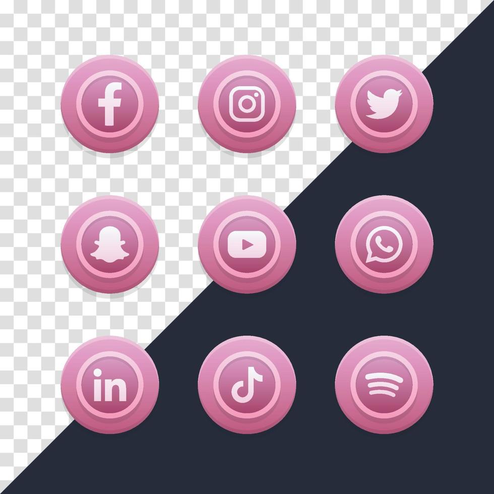 Social media logo set on transparent background vector