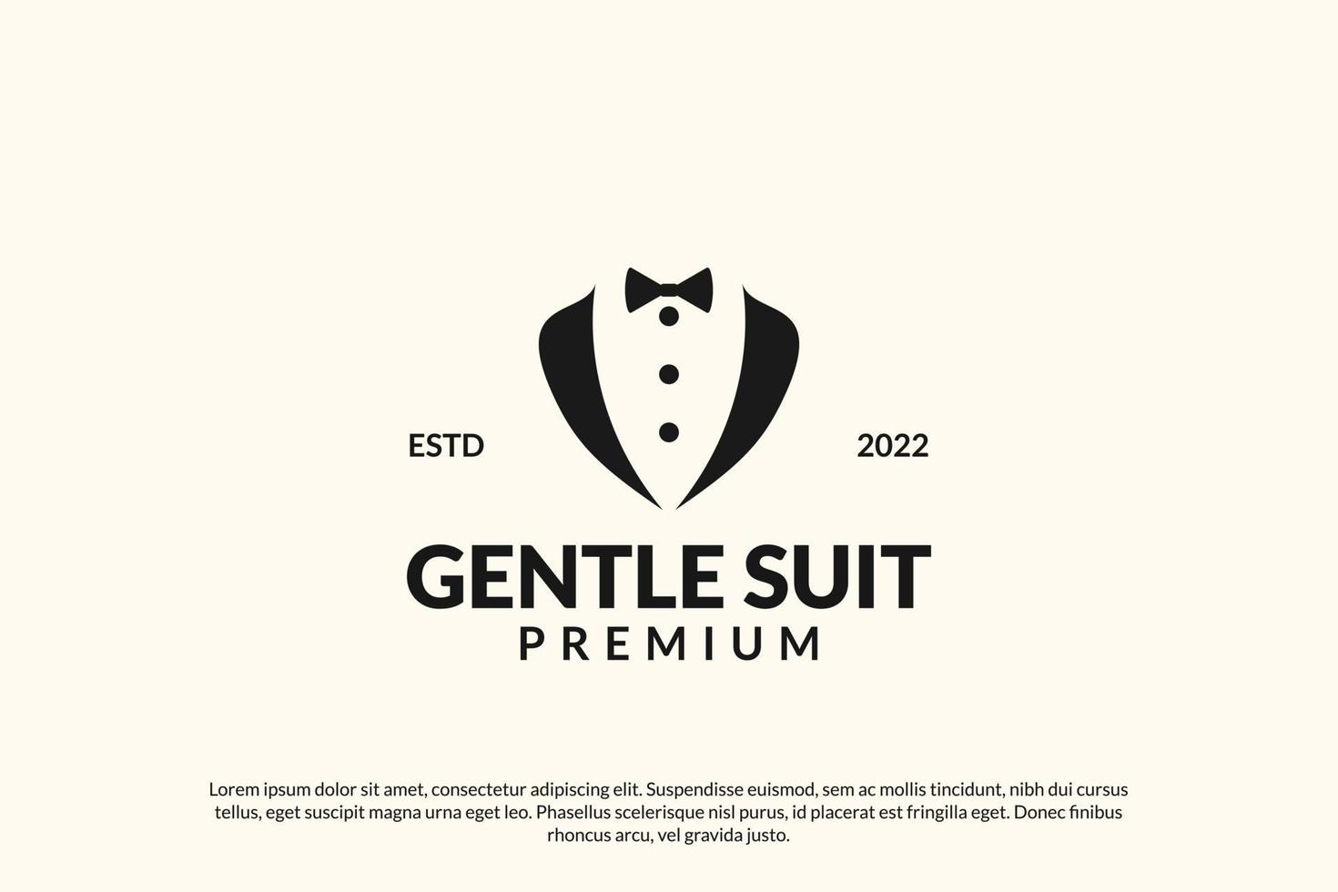 Tuxedo gentle suit logo design vector