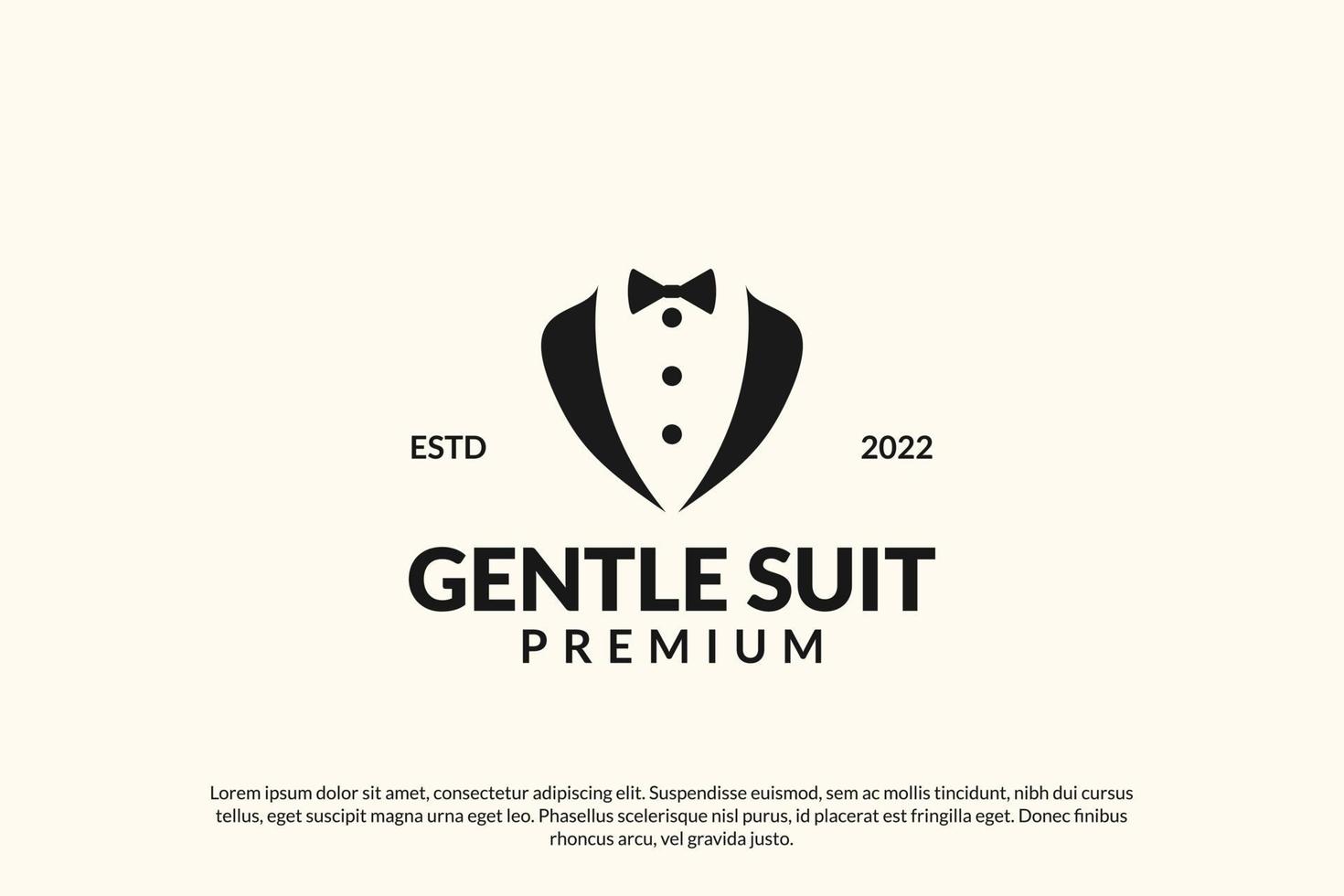 diseño de logotipo de traje suave de esmoquin vector