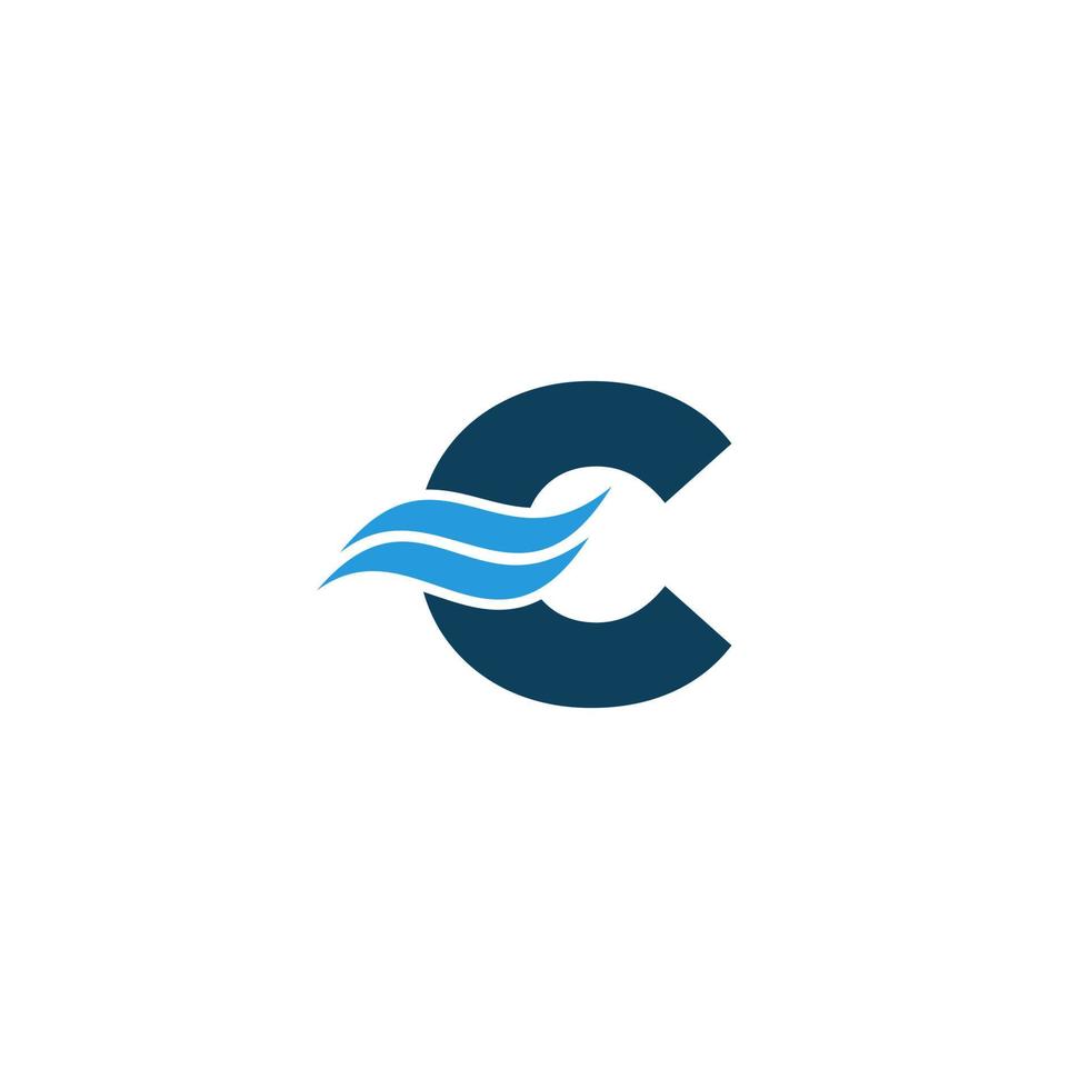 Initials C with wave logo design vector