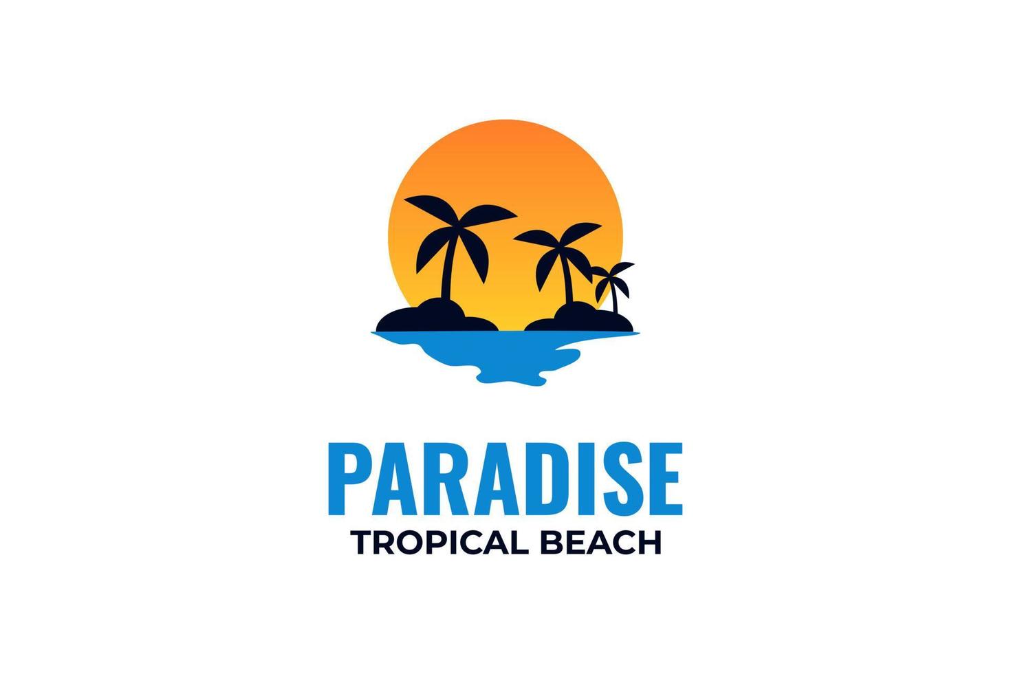 Summer beach logo design vector with palm and sea