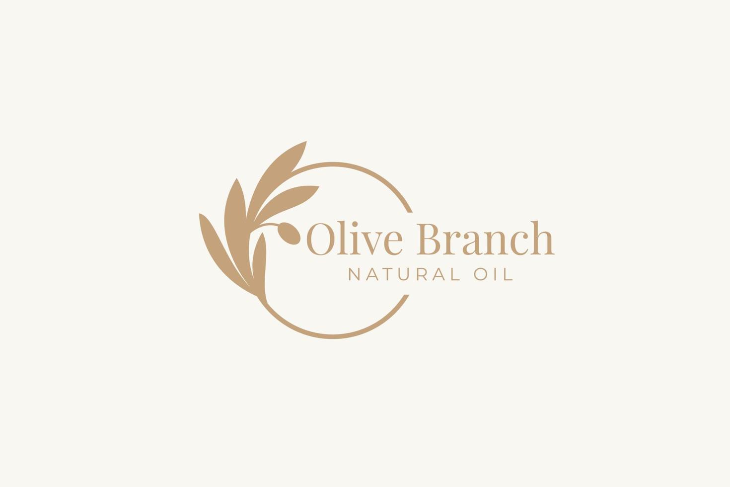 Olive branch logo and badge design vector template