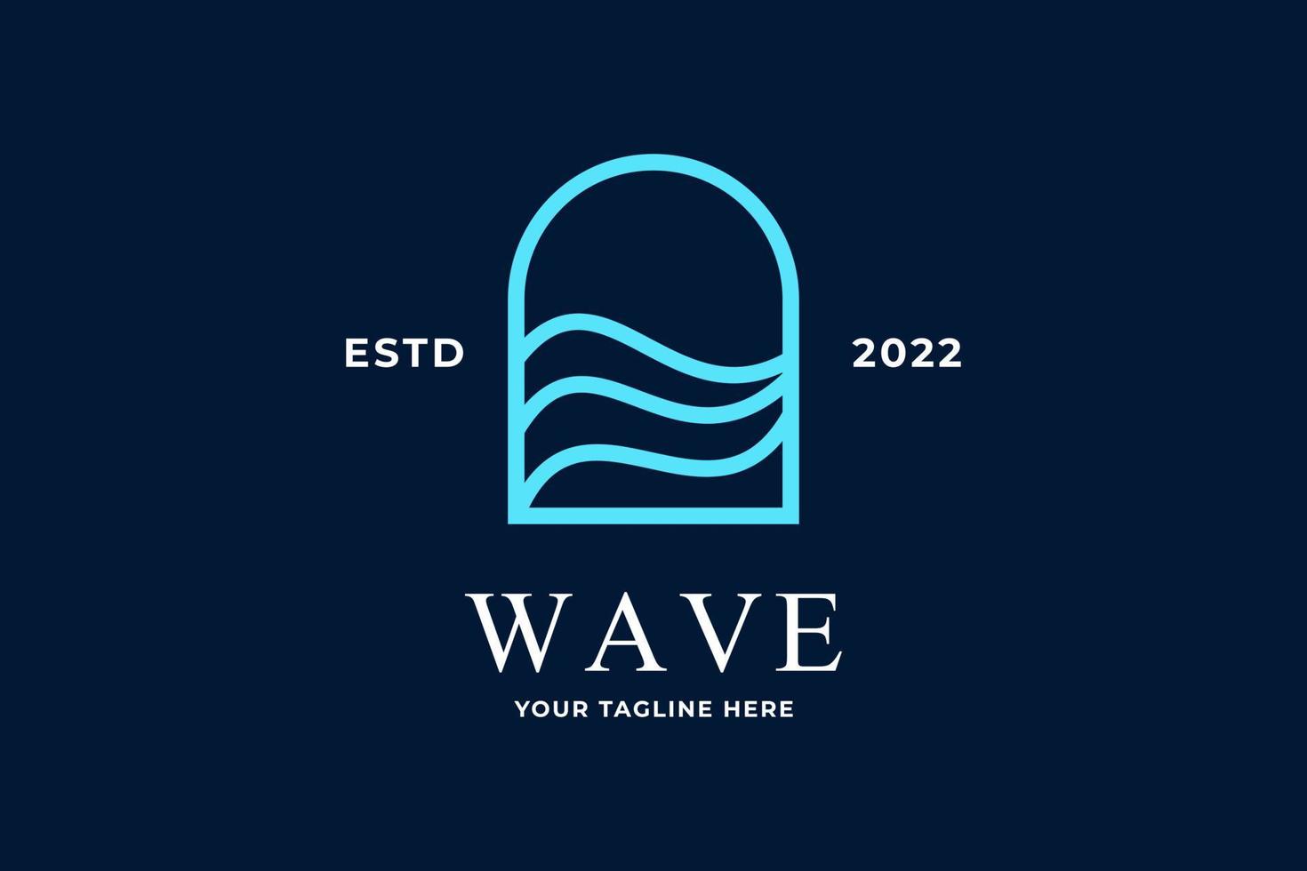 Simple sea wave logo design vector