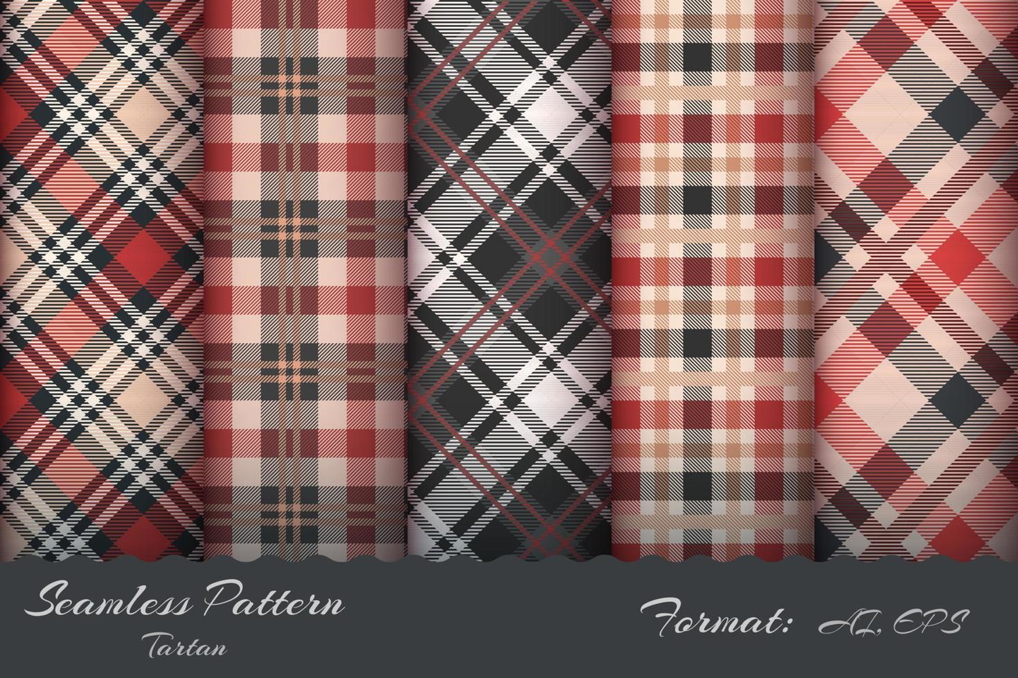 Set Retro Tartan Seamless Pattern vector