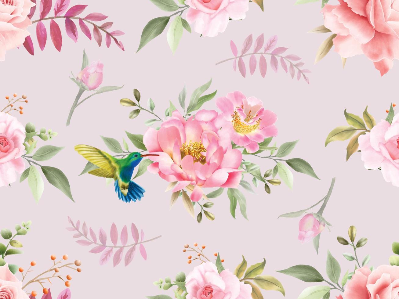 Soft pink flower seamless pattern vector