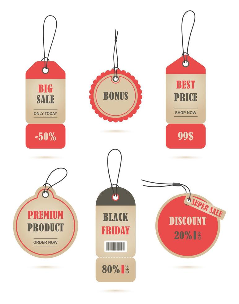 Vector stickers, price tag, banner, label. Coupon sale, offers and promotions   vector template. Shop price tag, retail, commerce, business