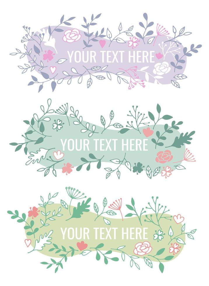 conjunto de banners vectoriales con decoración floral. Composición de flores y plantas. hermosa plantilla para el diseño vector