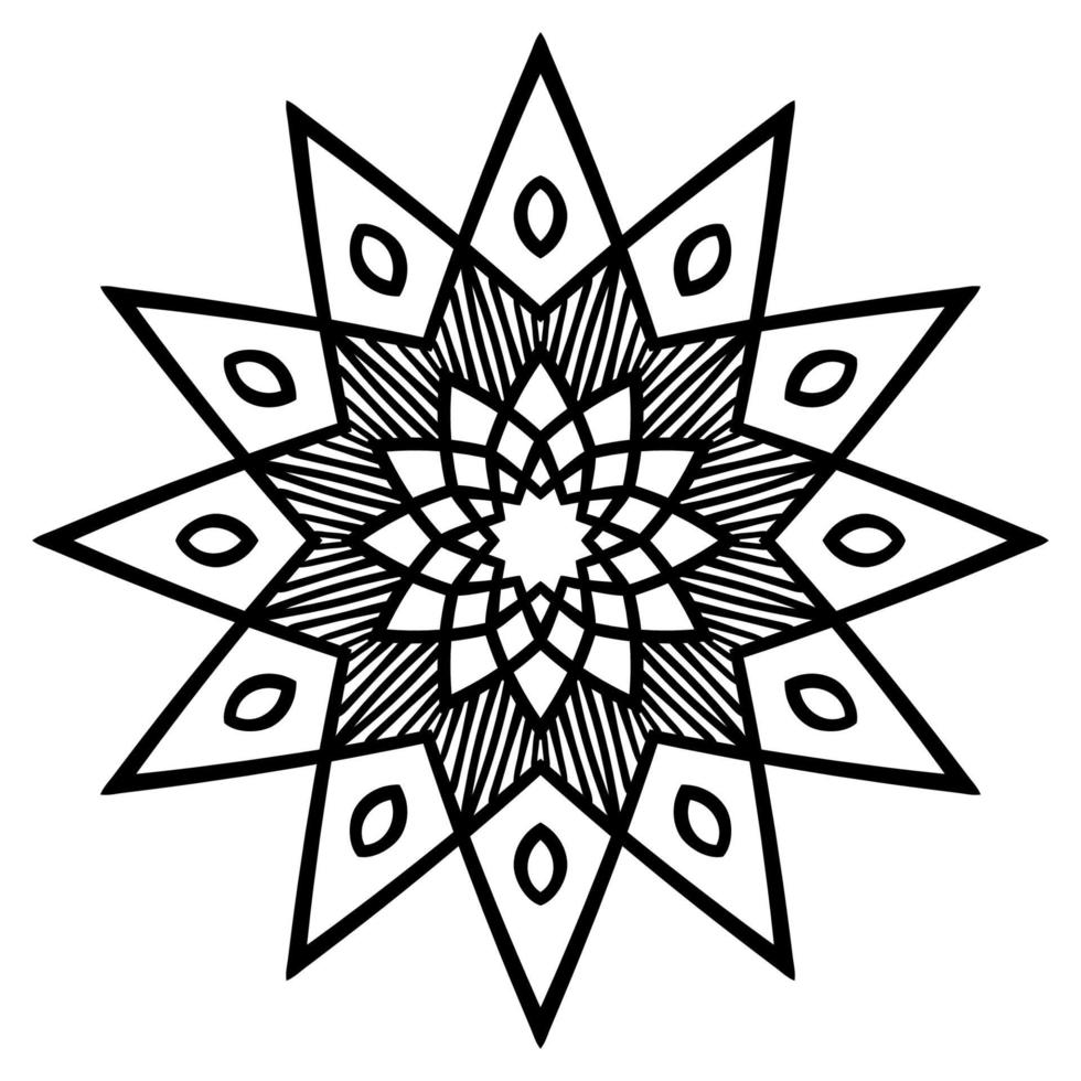 lindo mandala. flor ornamental redonda del doodle aislada en el fondo blanco. ornamento decorativo geométrico en estilo étnico oriental. vector