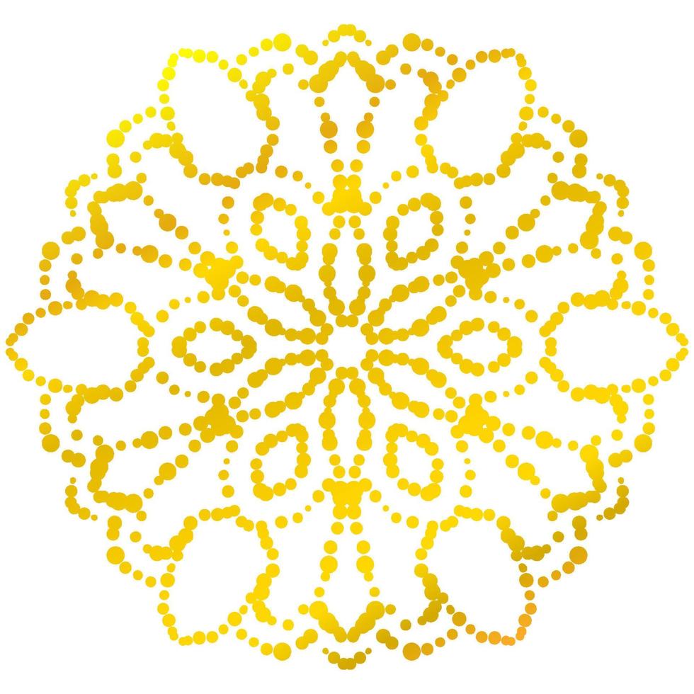 mandala de flores punteadas. elemento decorativo garabato redondo ornamental aislado sobre fondo blanco. elemento de círculo geométrico. vector