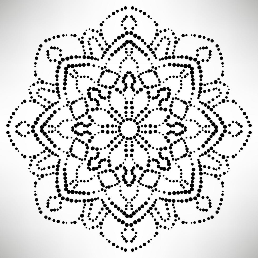 Dotted flower mandala. Decorative element. Ornamental round doodle isolated on white background. Geometric circle element. vector