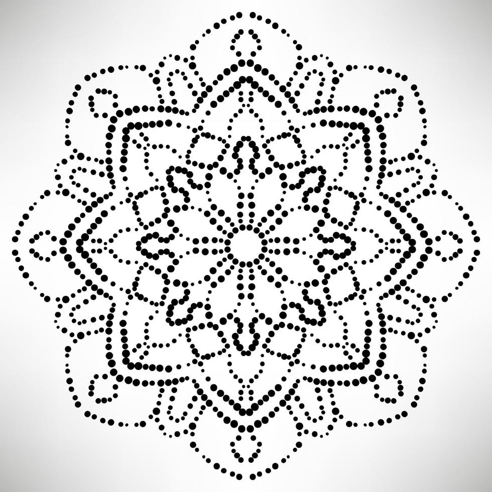 Dotted flower mandala. Decorative element. Ornamental round doodle isolated on white background. Geometric circle element. vector