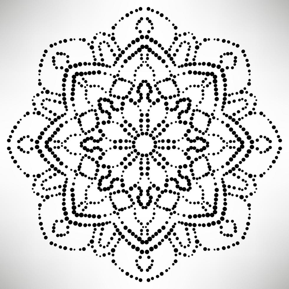 mandala de flores punteadas. elemento decorativo garabato redondo ornamental aislado sobre fondo blanco. elemento de círculo geométrico. vector