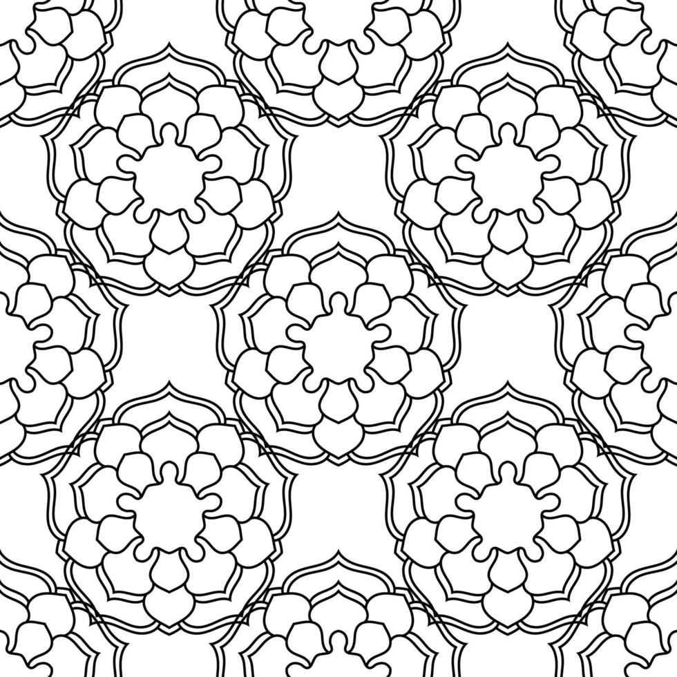 Fantasy seamless pattern with ornamental mandala. Abstract round doodle flower background. Floral geometric circle. vector