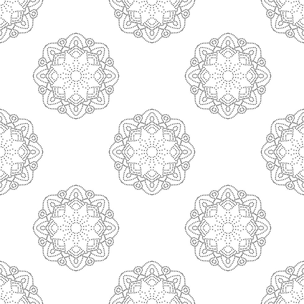 Fantasy seamless pattern with ornamental mandala. Abstract round doodle flower background. Floral geometric circle. vector