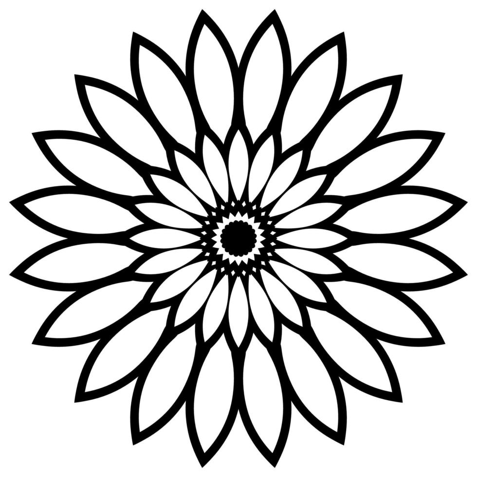 Outline Mandala. Ornamental round doodle flower isolated on white background. Geometric circle element. vector