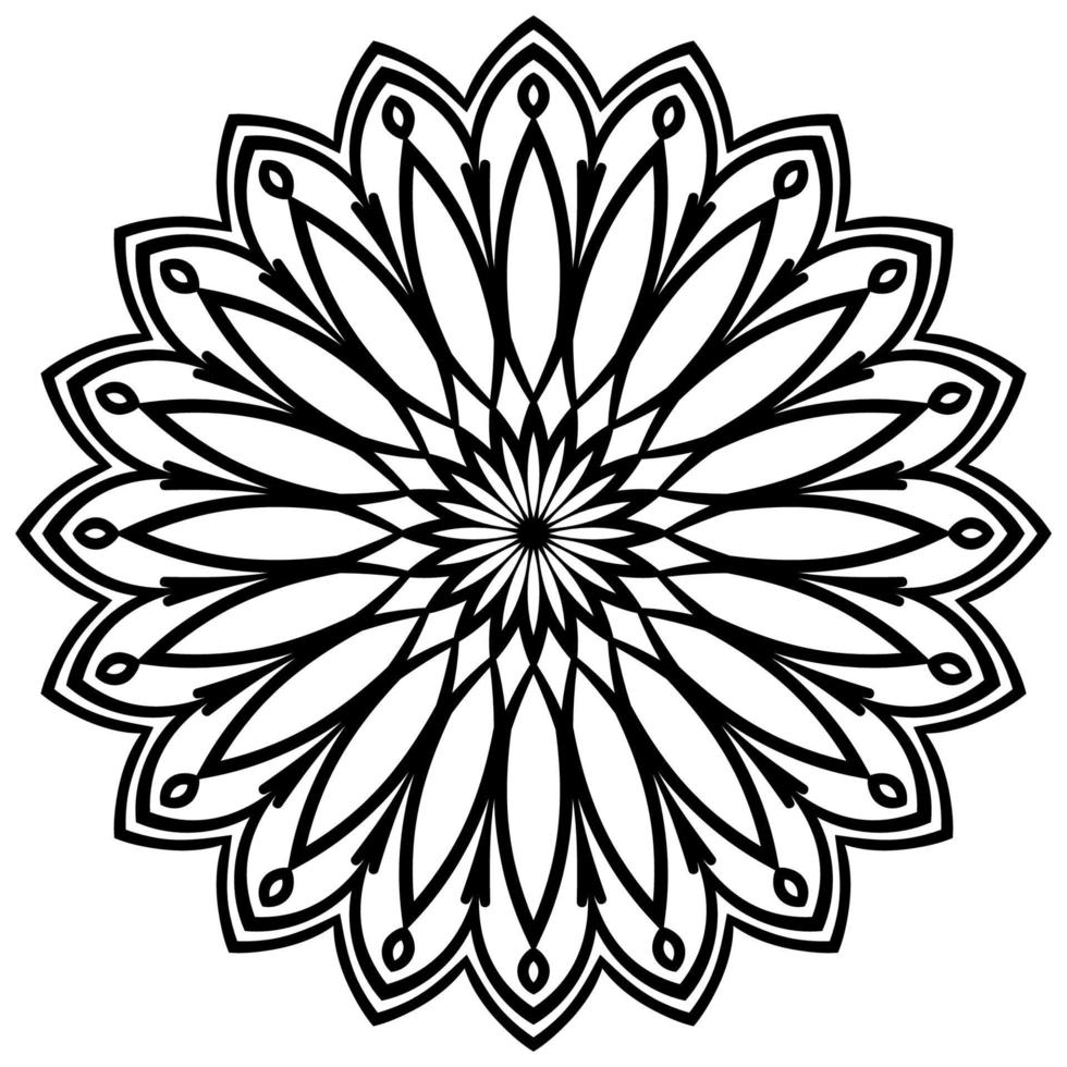 esquema mandala. flor de garabato redonda ornamental aislada sobre fondo blanco. elemento de círculo geométrico. vector