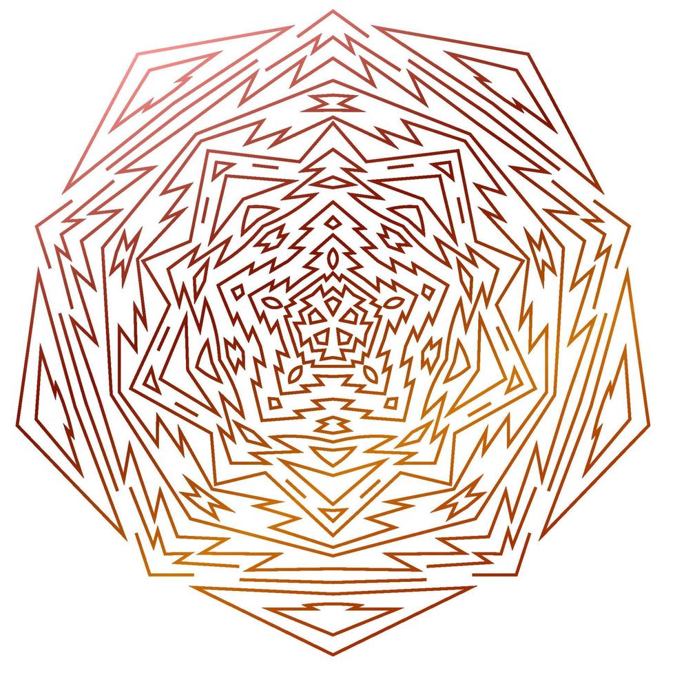 mandala azteca de línea delgada. elemento redondo geométrico tribal aislado sobre fondo blanco. vector