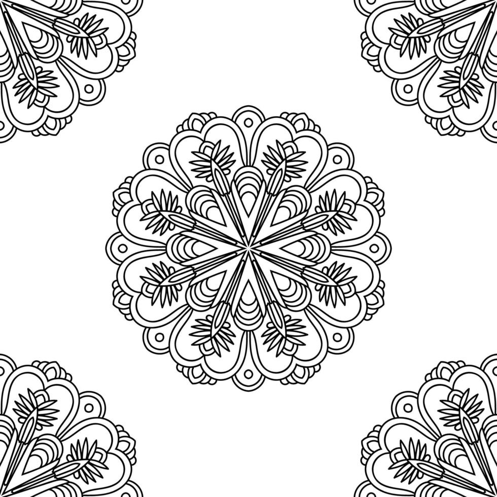 Fantasy seamless pattern with ornamental mandala. Abstract round doodle flower background. Floral geometric circle. vector