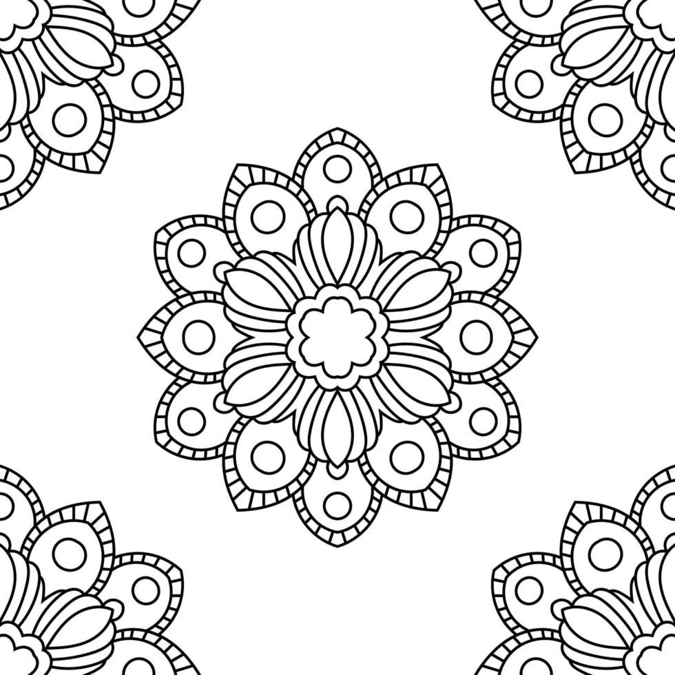 Fantasy seamless pattern with ornamental mandala. Abstract round doodle flower background. Floral geometric circle. vector