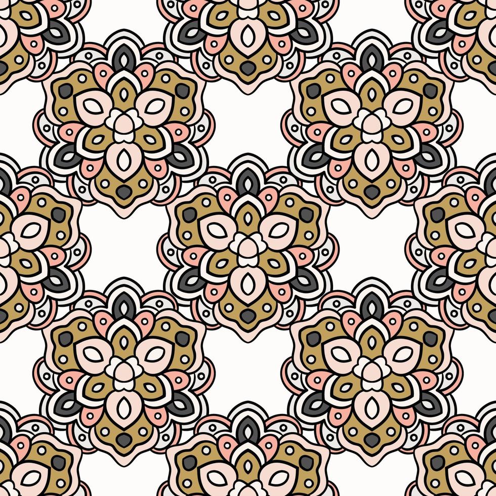 Abstract seamless pattern with mandala flower. Mosaic, tile. Floral background. vector