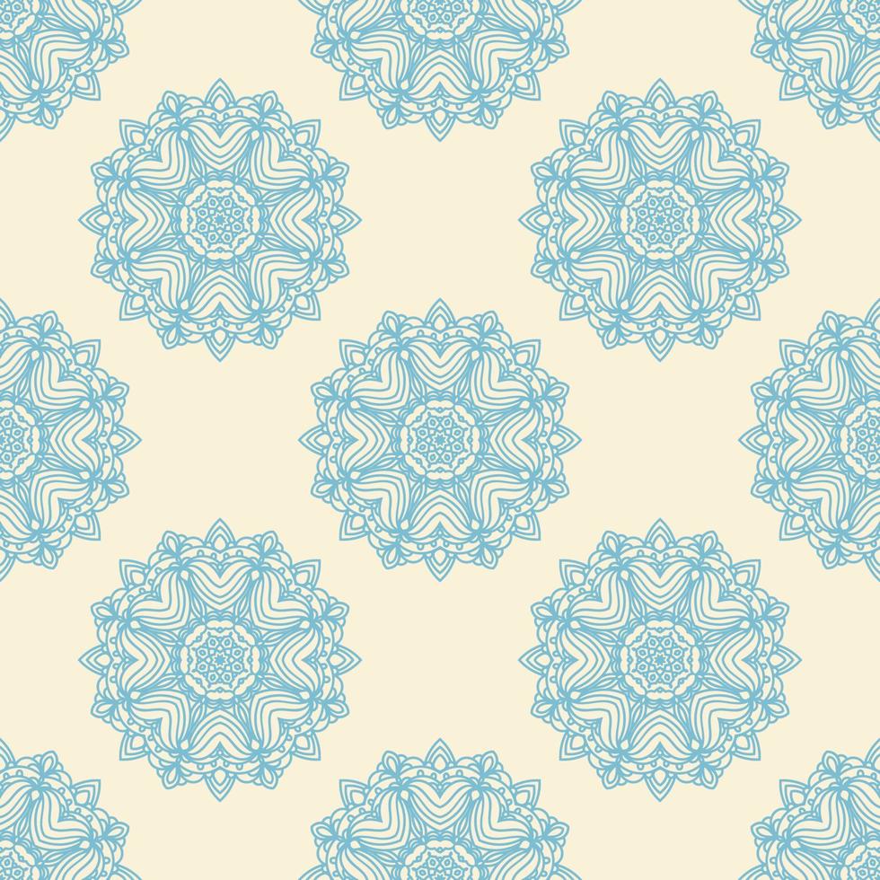 Fantasy seamless pattern with ornamental mandala. Abstract round doodle flower background. Floral geometric circle. vector