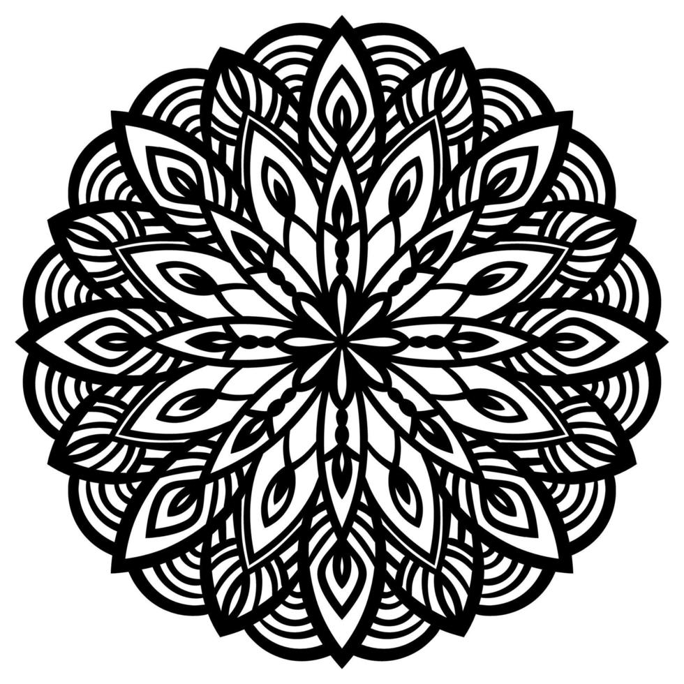 Black outline flower mandala. Vintage decorative element. Ornamental round doodle flower isolated on white background. vector