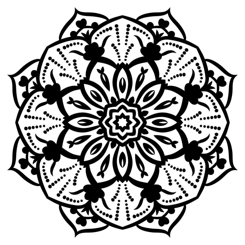 esquema mandala. flor de garabato redonda ornamental aislada sobre fondo blanco. elemento de círculo geométrico. vector