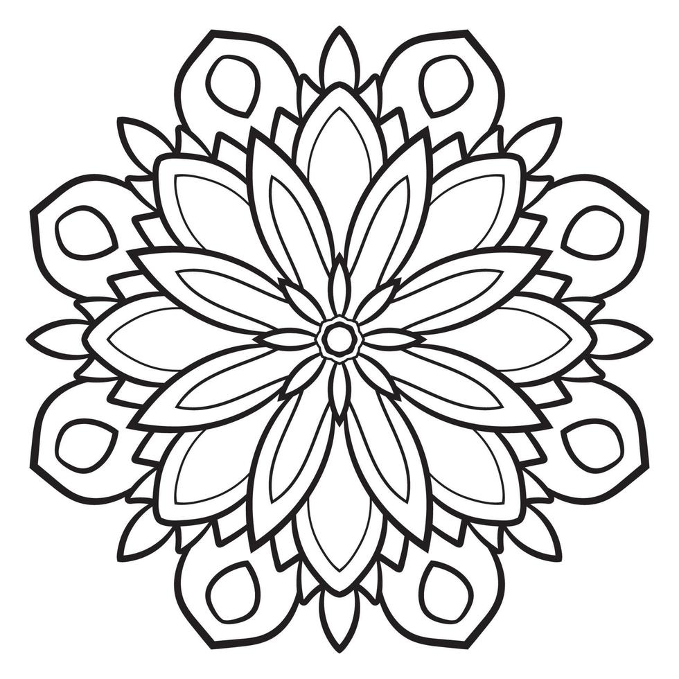 lindo mandala. flor ornamental redonda del doodle aislada en el fondo blanco. ornamento decorativo geométrico en estilo étnico oriental. vector