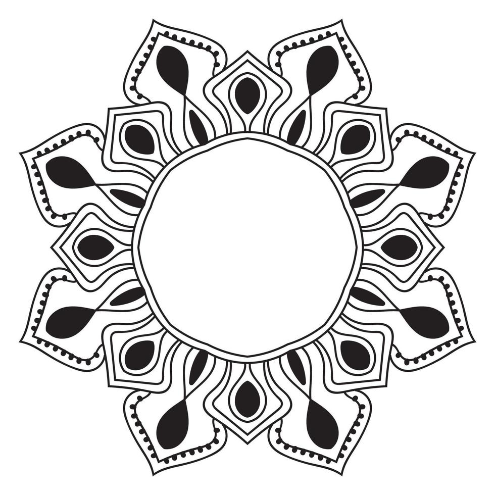 lindo mandala. flor ornamental redonda del doodle aislada en el fondo blanco. ornamento decorativo geométrico en estilo étnico oriental. vector