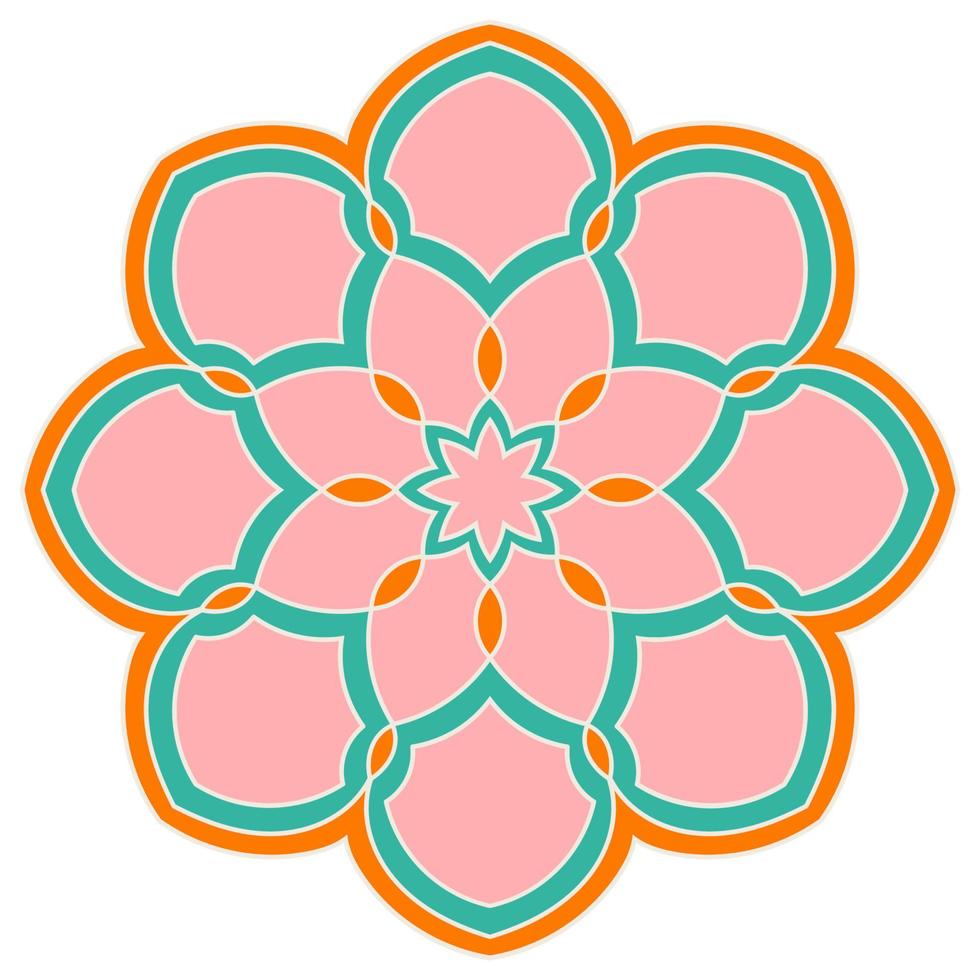 Cute colorful Mandala. Ornamental round doodle flower isolated on white background. Geometric decorative ornament in ethnic oriental style. vector
