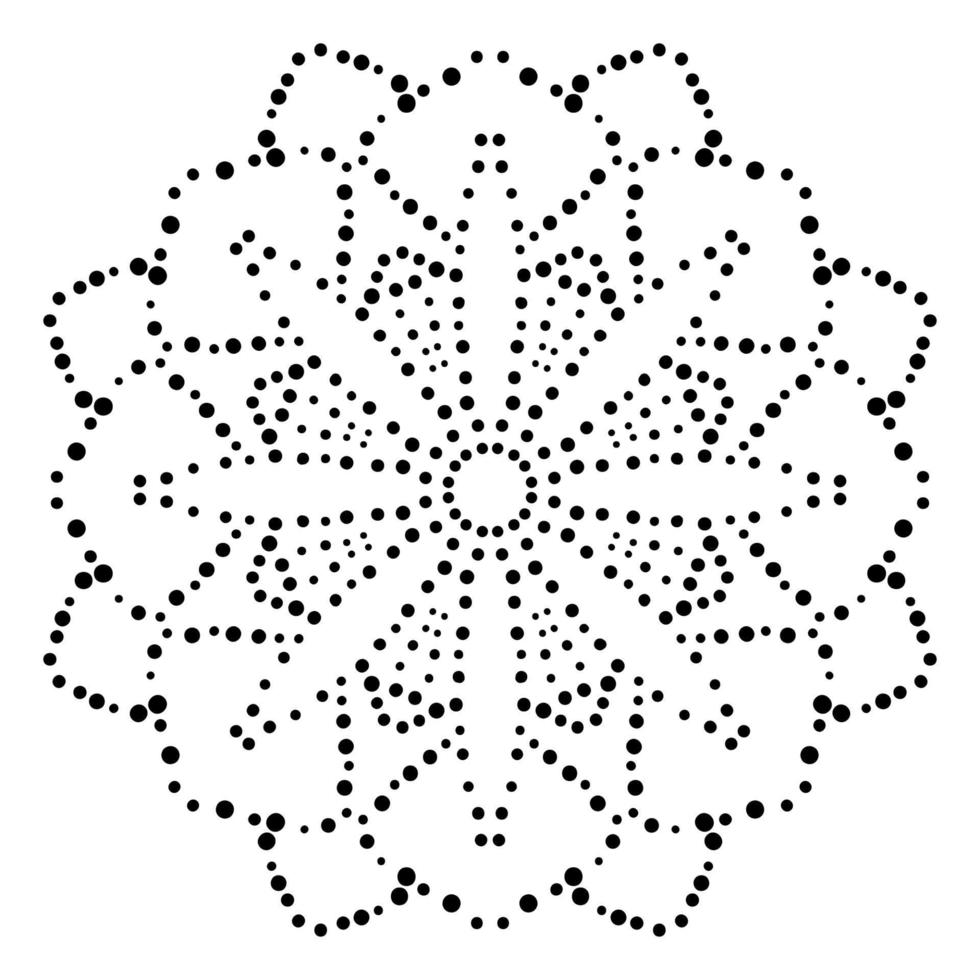 Dotted flower mandala. Decorative element. Ornamental round doodle isolated on white background. Geometric circle element. vector
