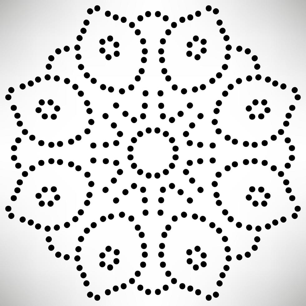Dotted flower mandala. Decorative element. Ornamental round doodle isolated on white background. Geometric circle element. vector