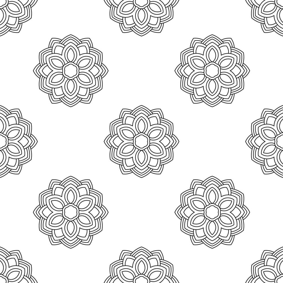 Fantasy seamless pattern with ornamental mandala. Abstract round doodle flower background. Floral geometric circle. vector