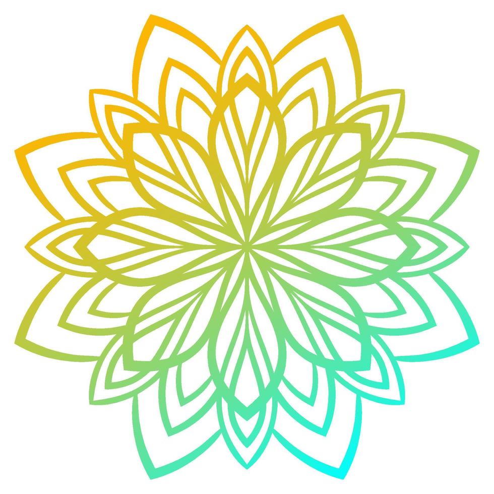 Colorful gradient flower mandala. Hand drawn decorative element. Ornamental round doodle floral element isolated on white background. vector