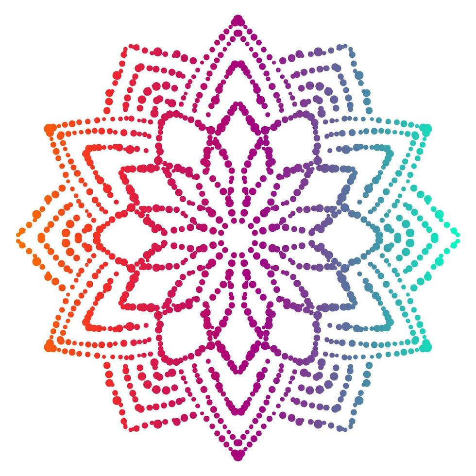 Dotted flower mandala. Decorative element. Ornamental round doodle isolated on white background. Geometric circle element. vector